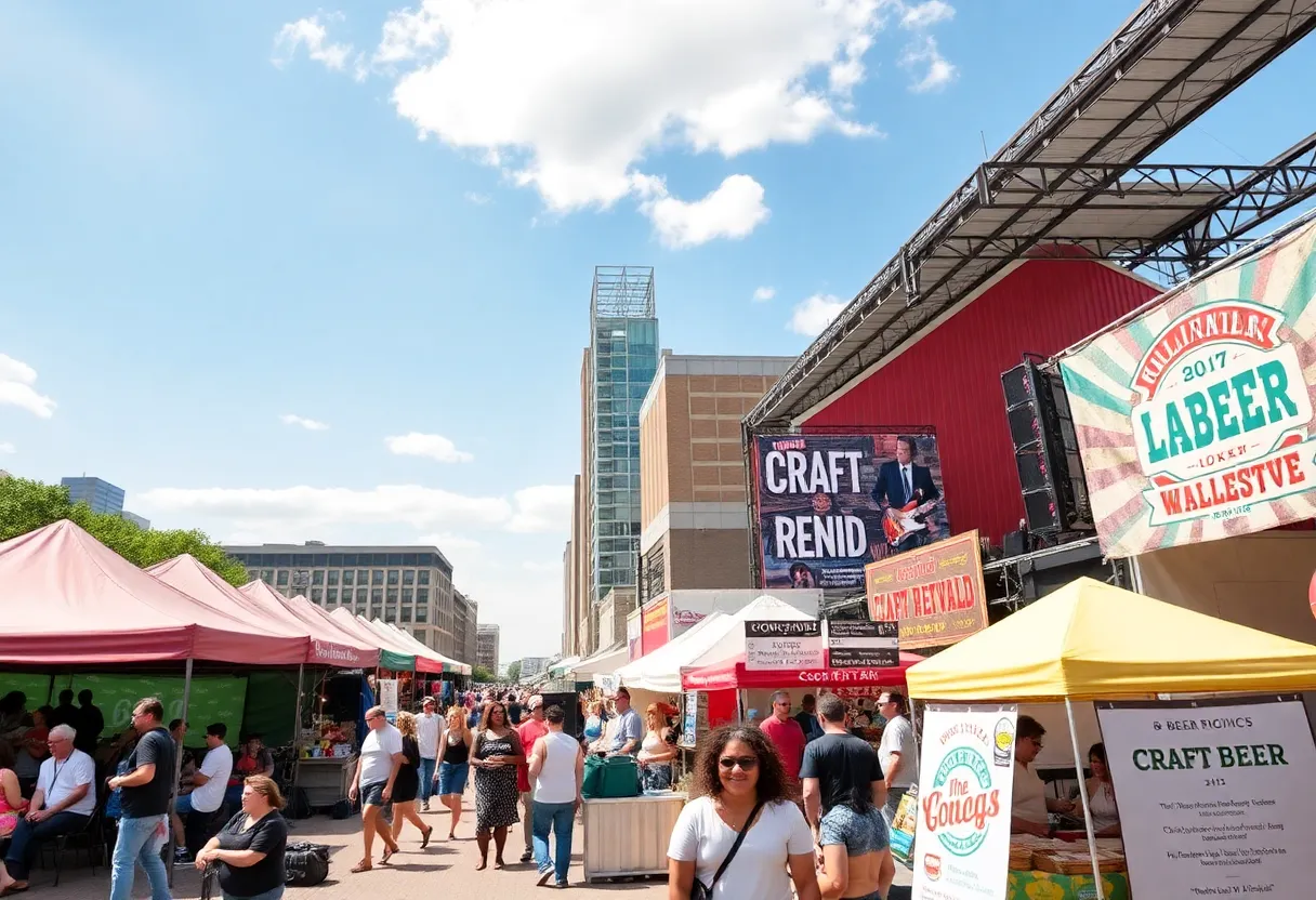 A lively festival in Grand Rapids featuring music, beer, and local vendors.