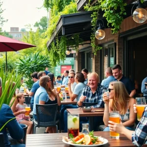 Outdoor happy hour scene in Grand Rapids
