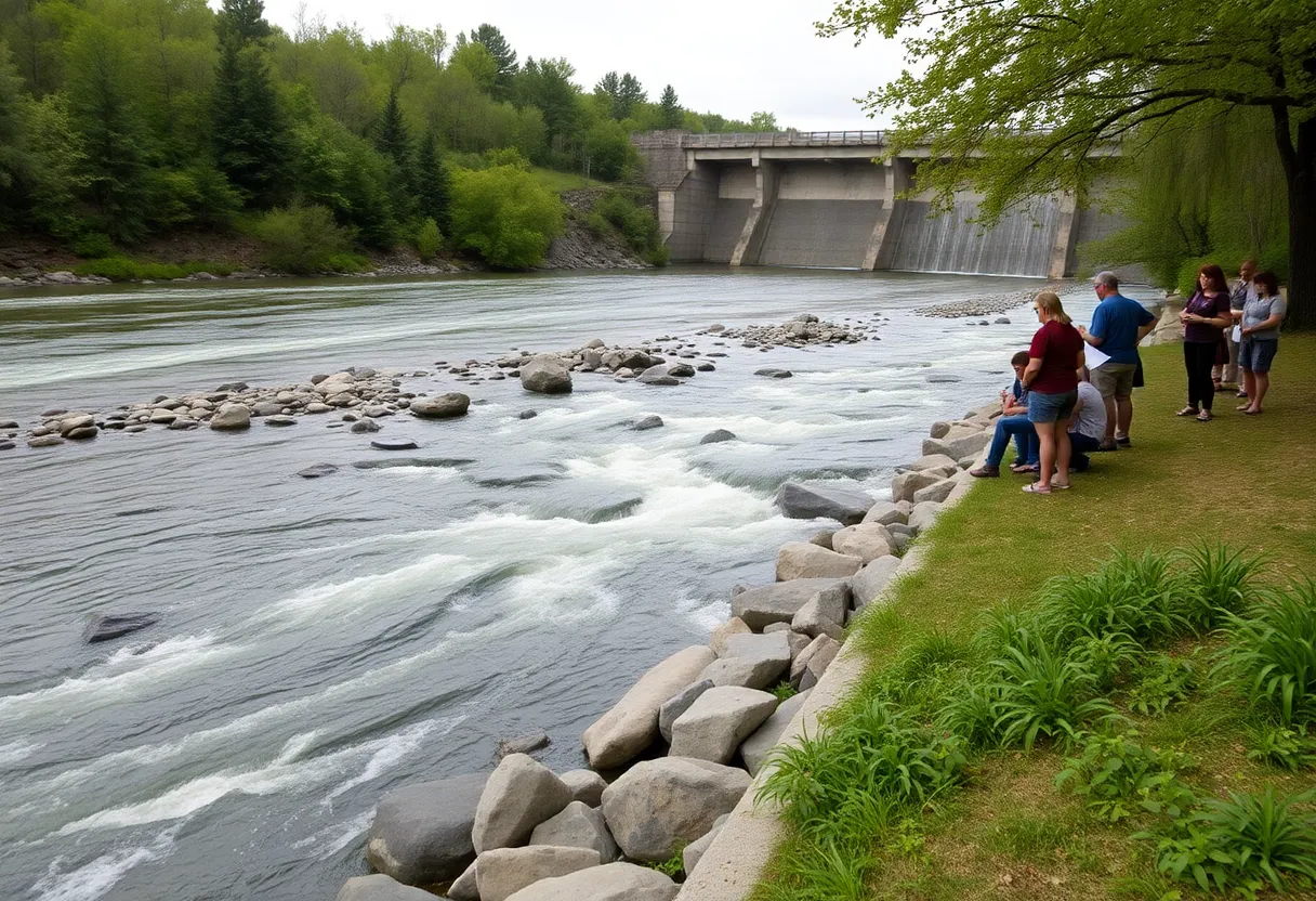 Community members engaging in public comment for the Grand Rapids Restore the Rapids project.