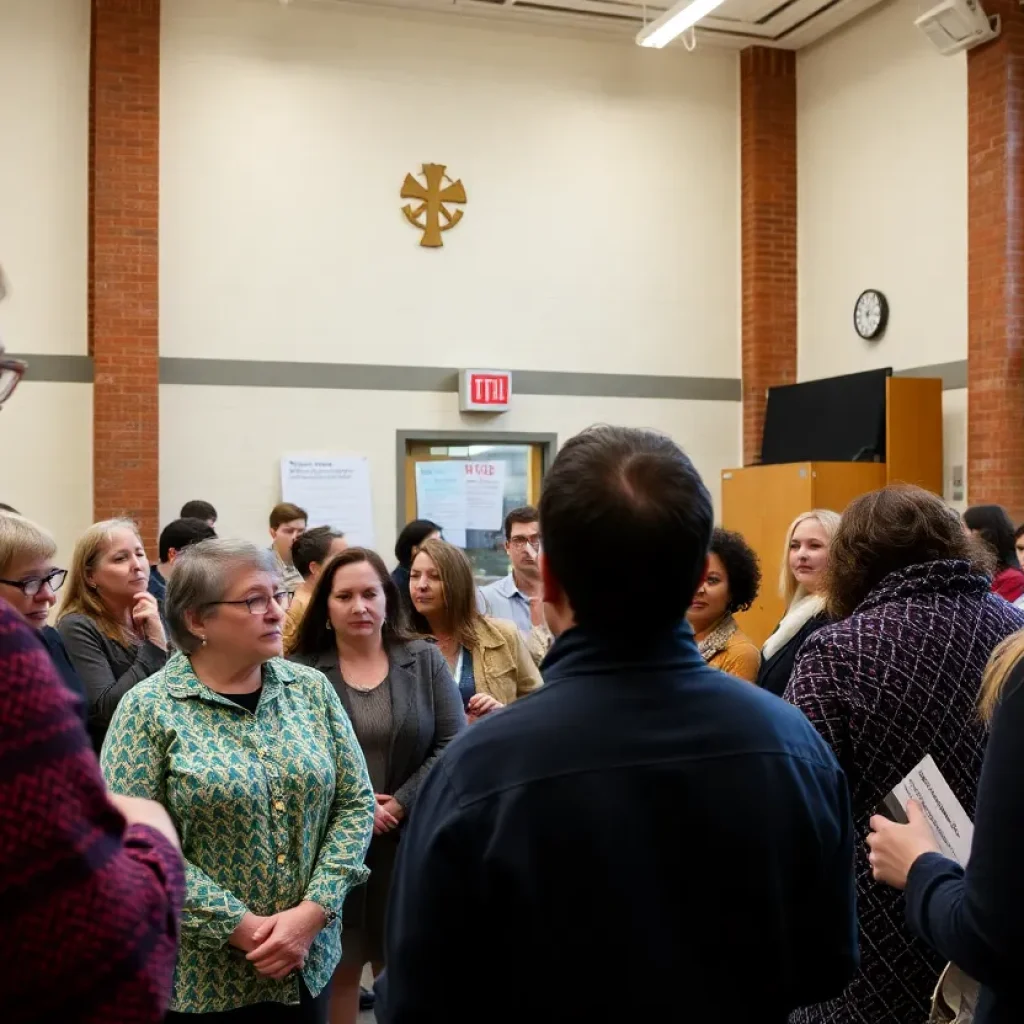 Community leaders discussing school aid budget issues in Grand Rapids
