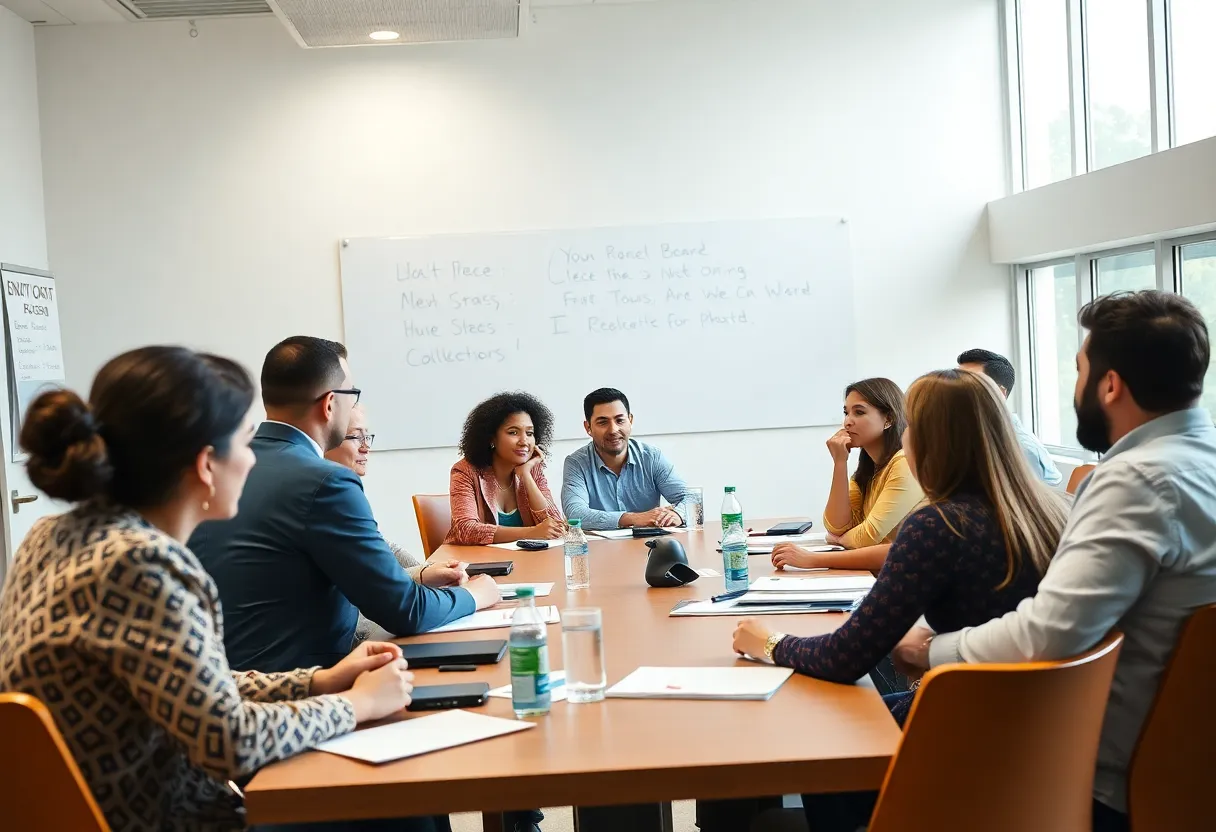 Image of the Grand Rapids Community College board meeting discussing state funding and employee concerns.