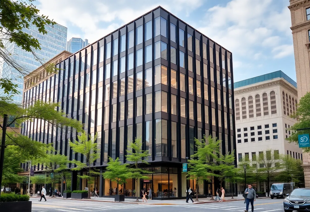 A busy office building in Grand Rapids, Michigan.