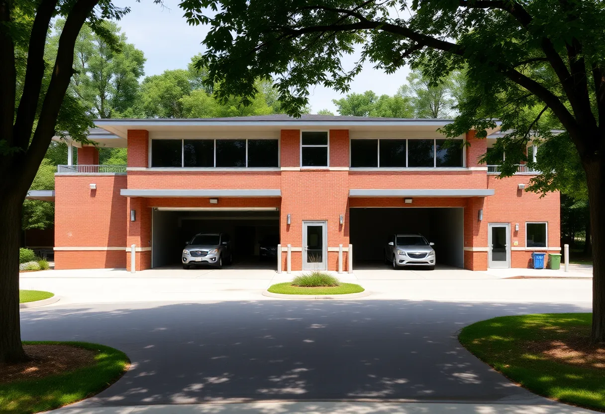 Exterior view of the new Kendall Street Fire Station in Grand Rapids.