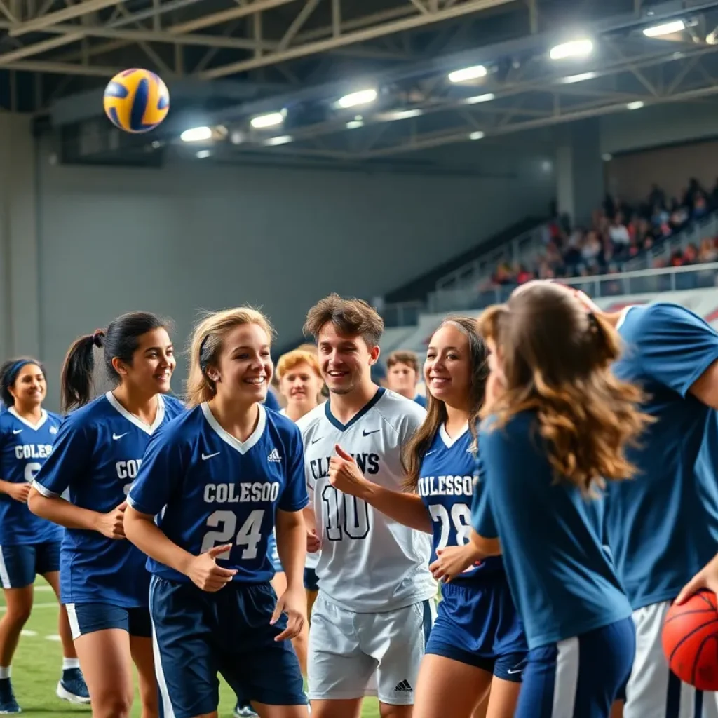 College athletes competing in various sports at local events