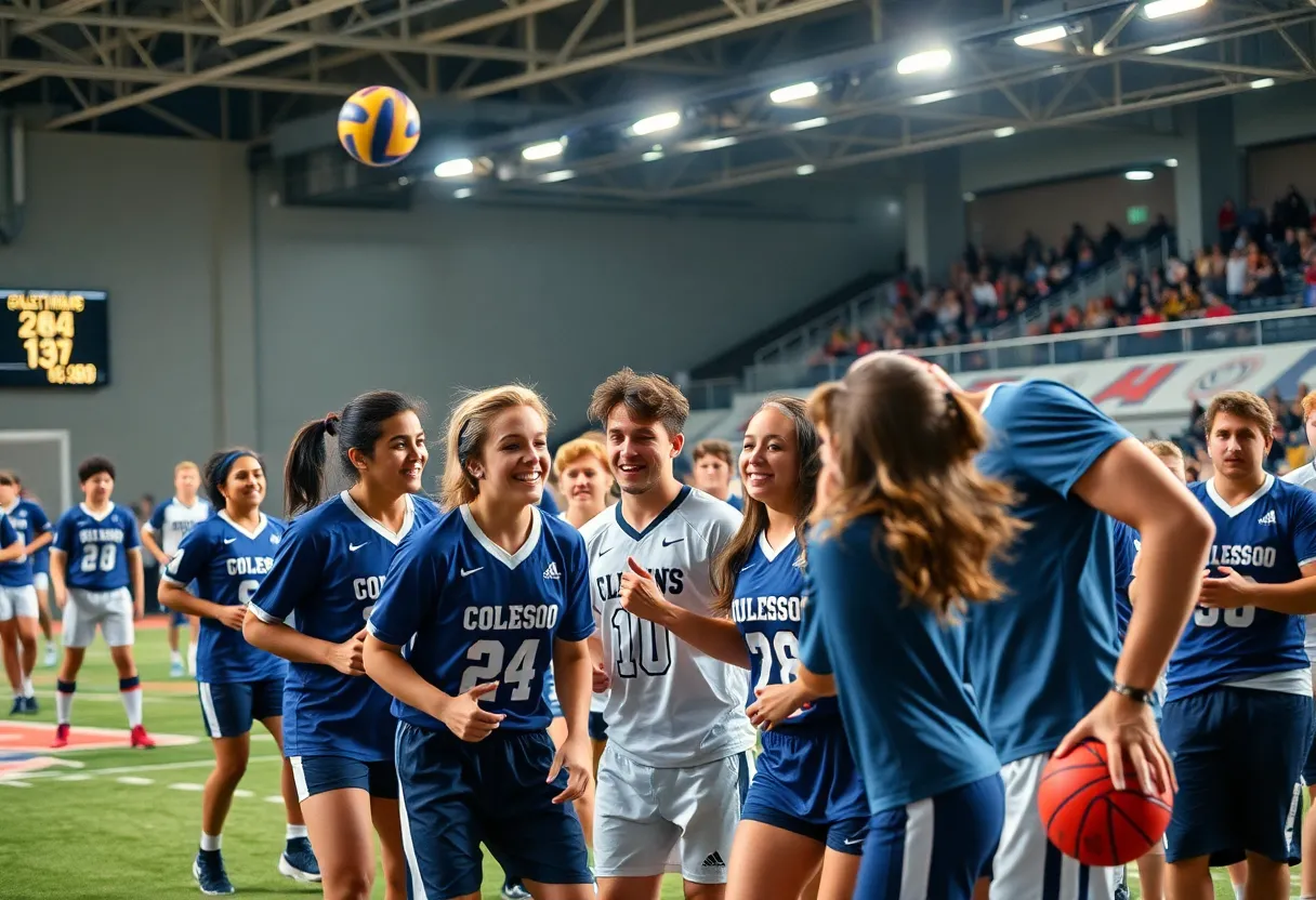 College athletes competing in various sports at local events
