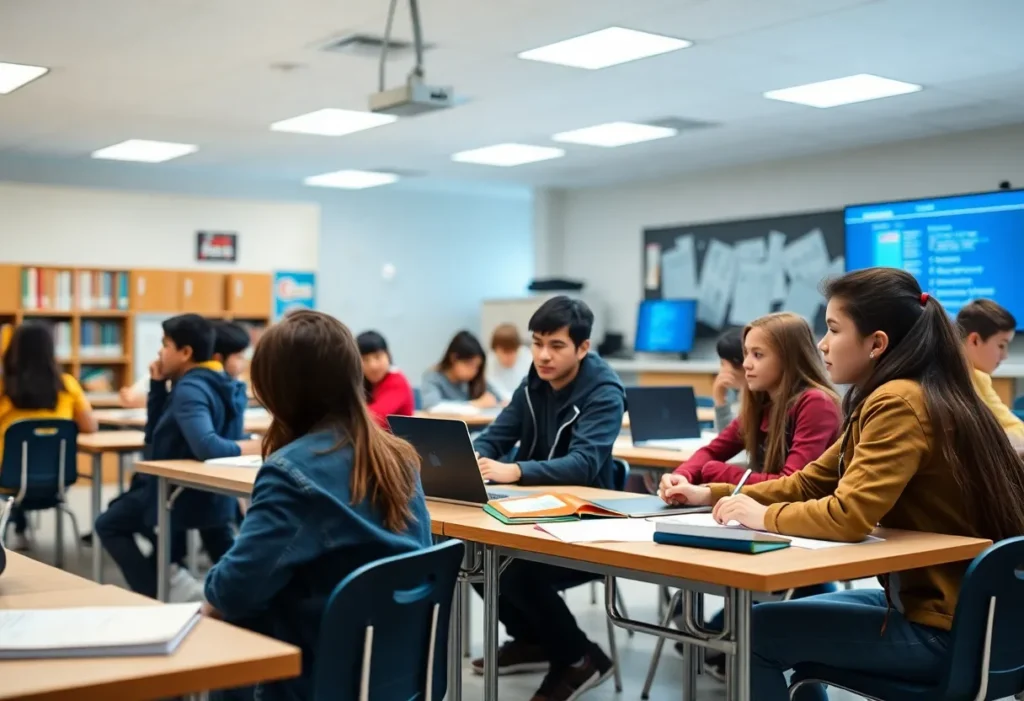 Classroom scene in a Michigan high school