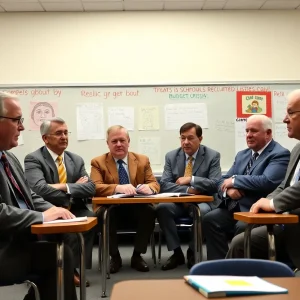 Superintendents discussing Michigan school budget crisis