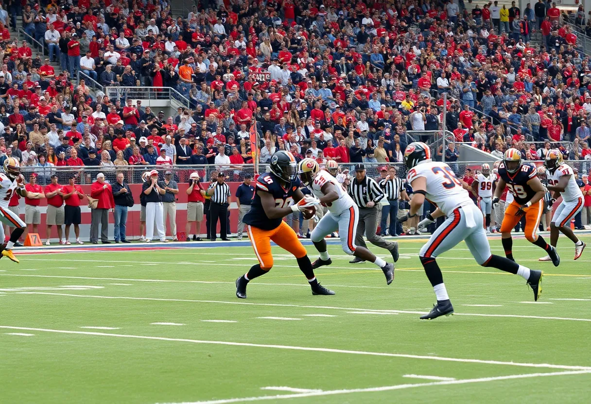 Pittsburg State players in a football match