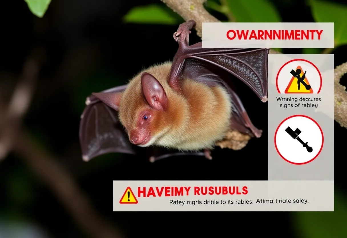 A bat in its natural habitat, representing rabies awareness.