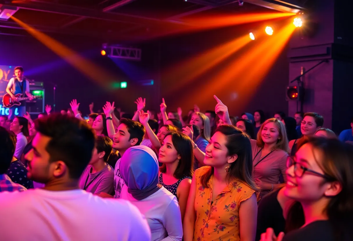 Audience enjoying live music at Skelletones venue
