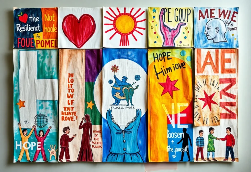 Vibrant collage showcasing unity and hope in the LGBTQ+ community.