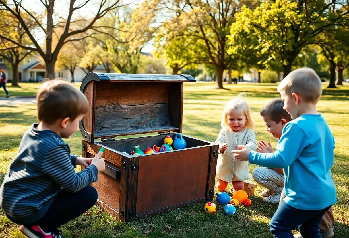 Children participating in the Trinket Trade initiative in Grand Rapids