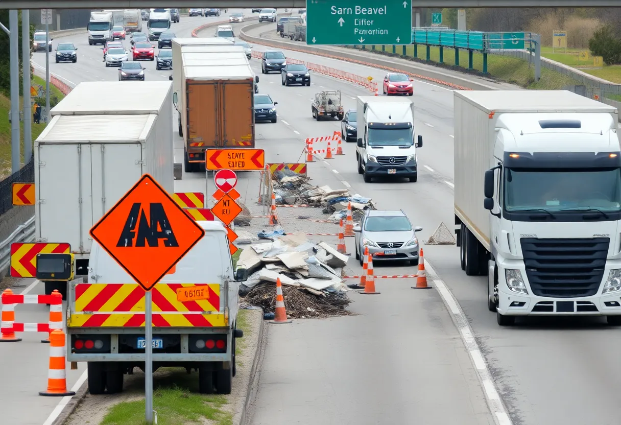 Traffic on U.S. 131 during lane closures due to construction.