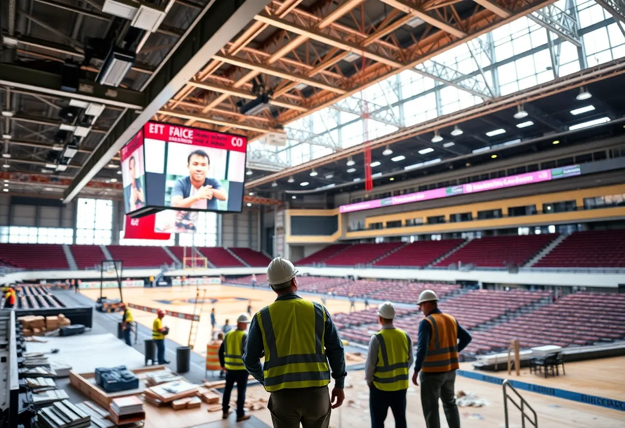Calihan Hall undergoing renovations for basketball games