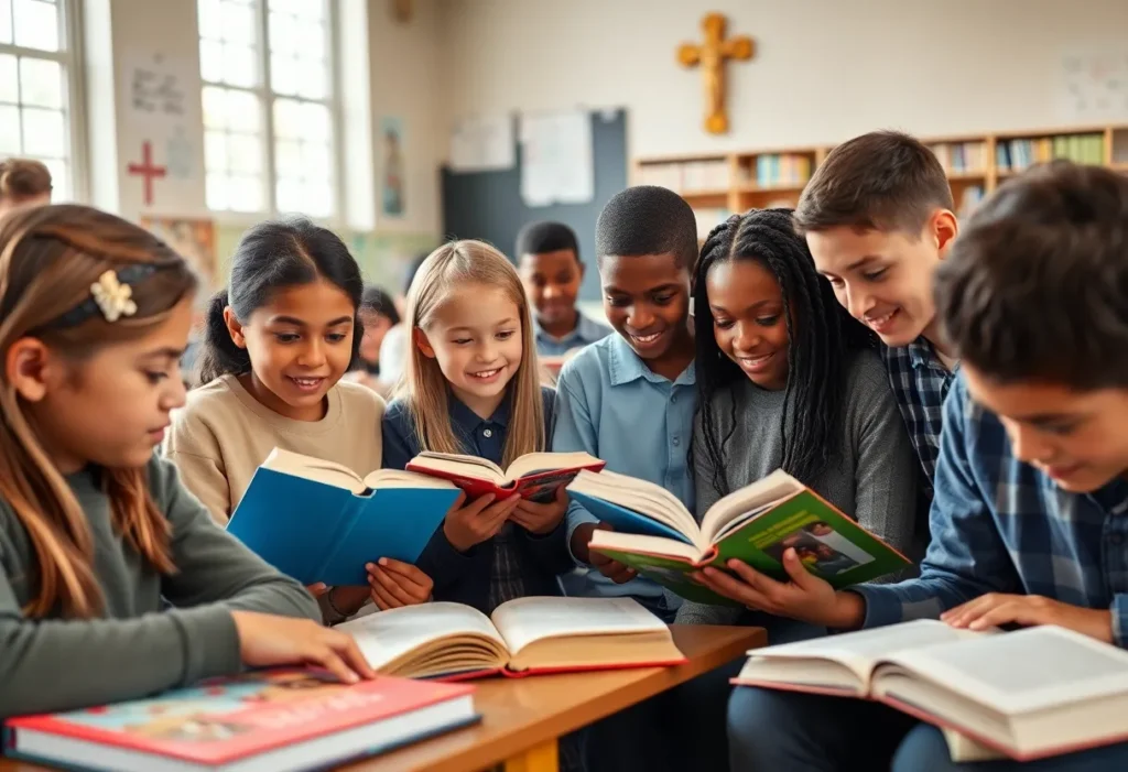 Students engaging in study at Catholic Central High School