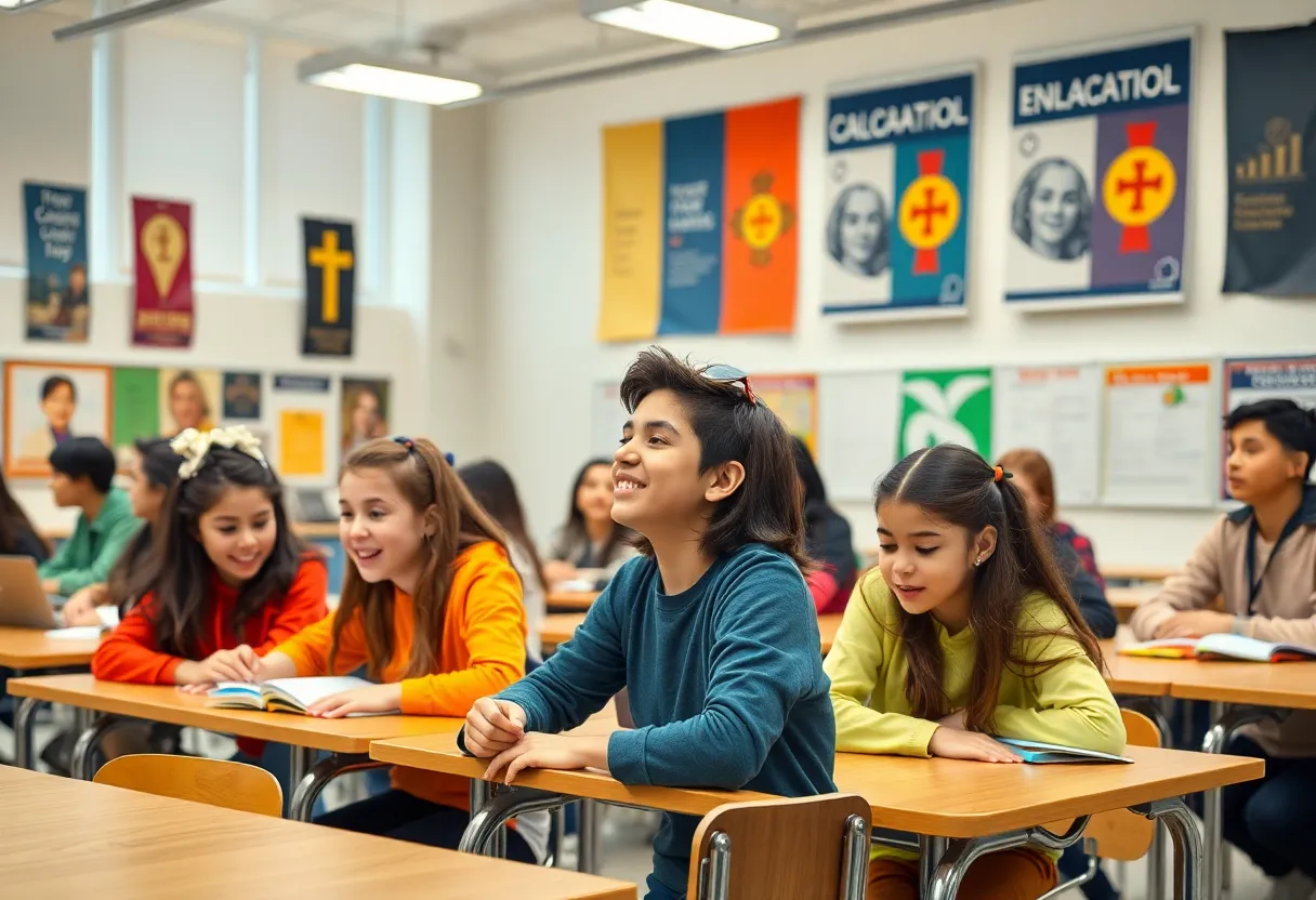 Students in classroom at Catholic Central High School