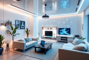 Professionals working on a home renovation using advanced technology and tools.