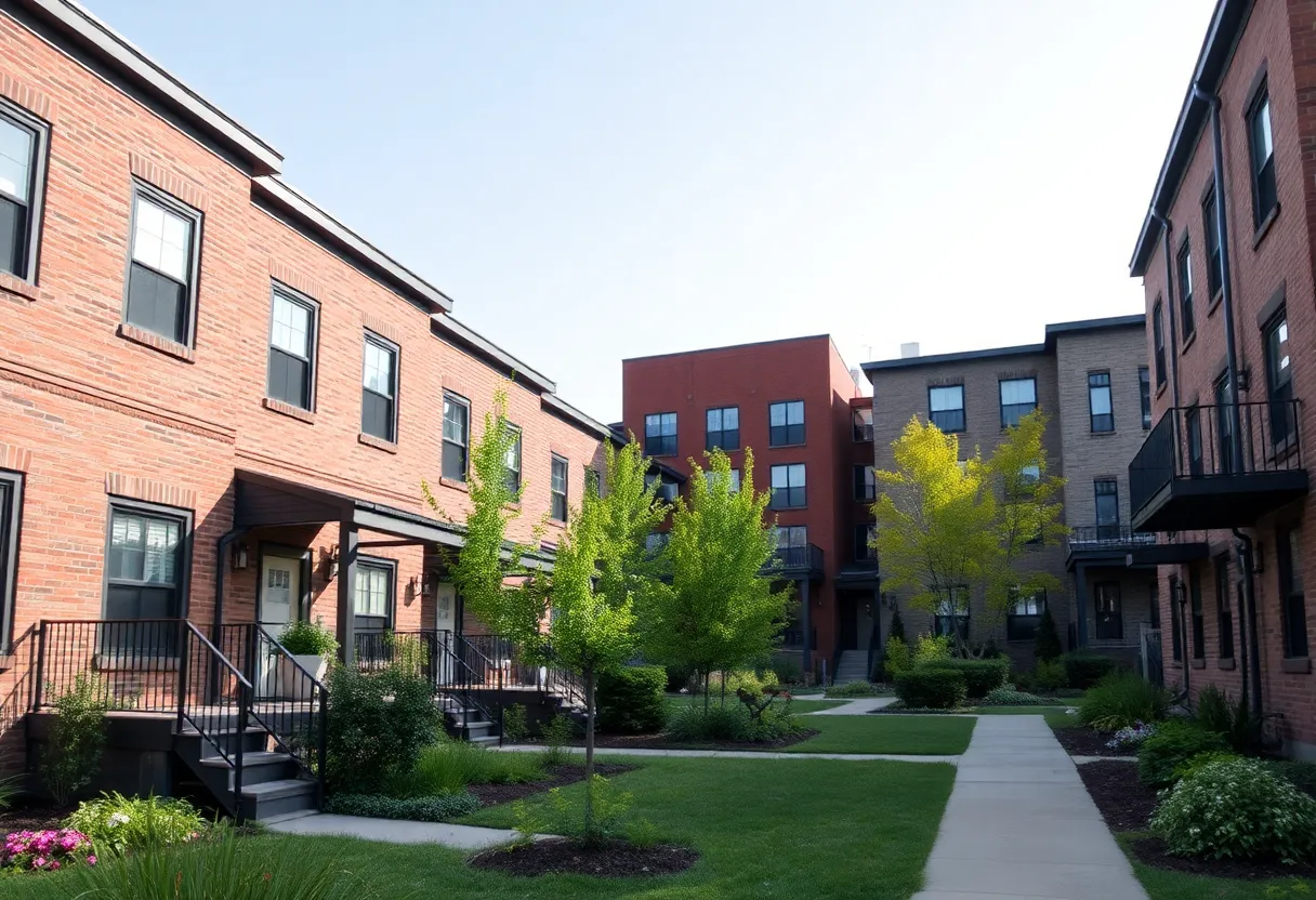 A Detroit neighborhood undergoing home renovations and community improvements.