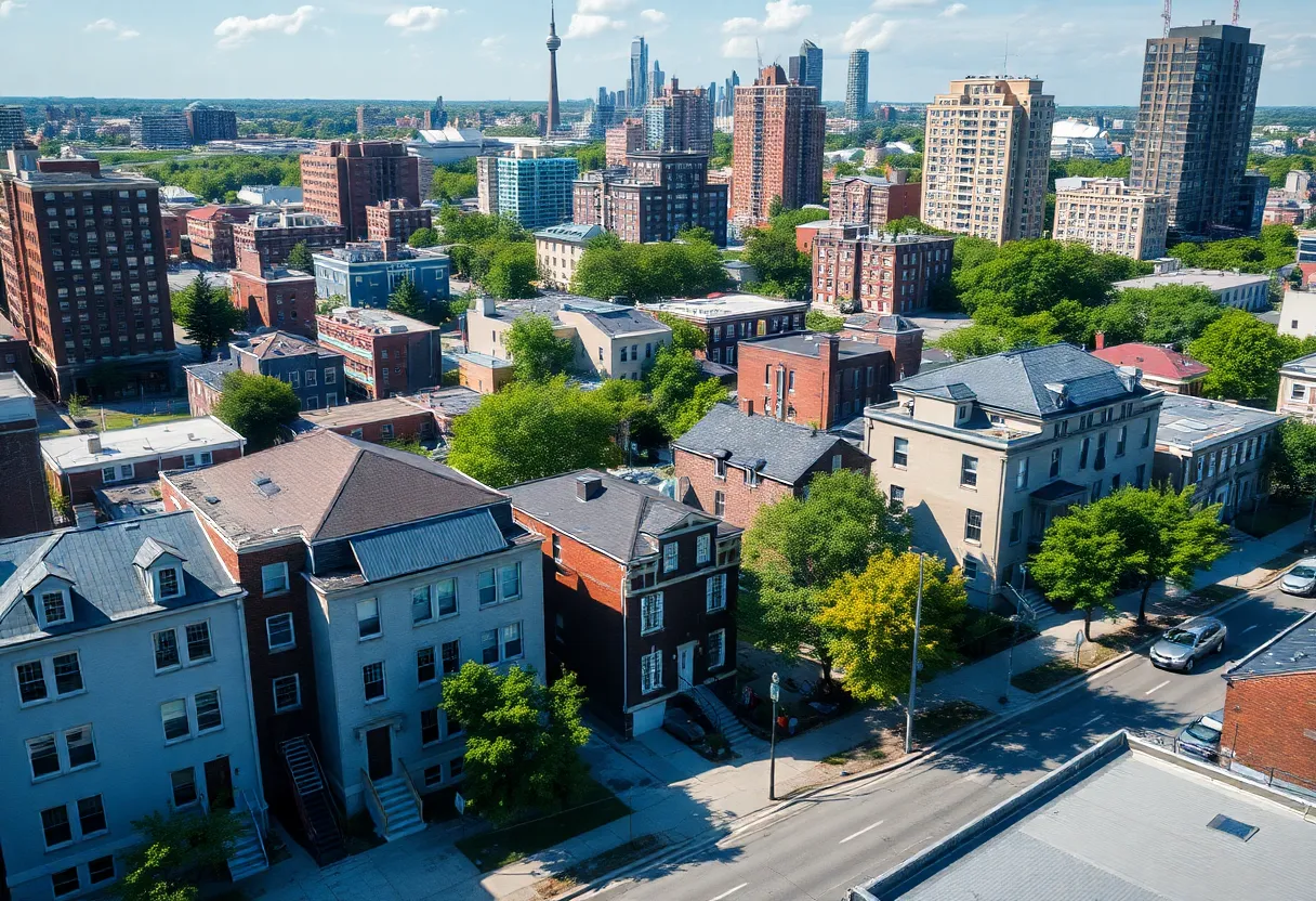 A view of diverse housing in Detroit, emphasizing restoration and affordability.