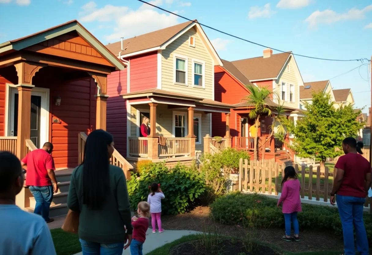 Residents of District 3 participating in home repair and community beautification efforts.