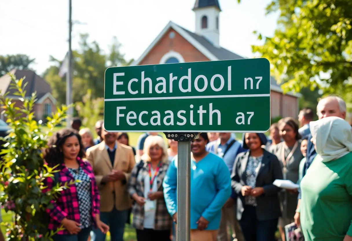 Street sign commemorating Dr. MaLinda Sapp at Madison Avenue SE and Alger Street