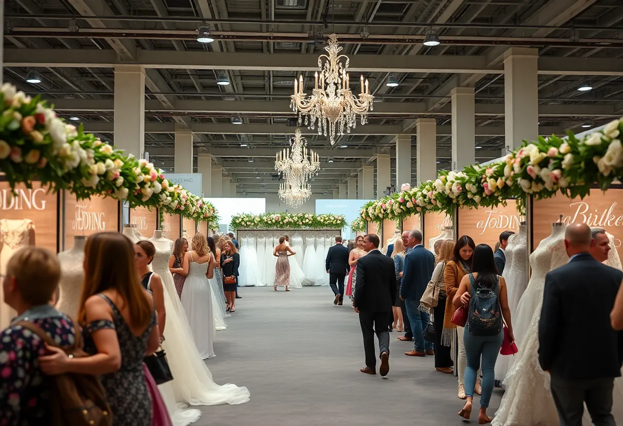 Attendees at the Fall Bridal Show in Grand Rapids exploring wedding vendors and a fashion show