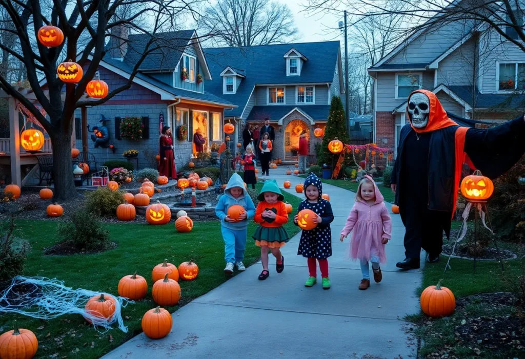 Halloween decorations in Grand Rapids neighborhood