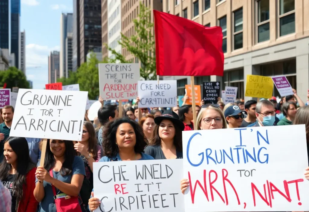 Thousands gathered at the No Kings Rally in Grand Rapids, protesting against Trump's policies.