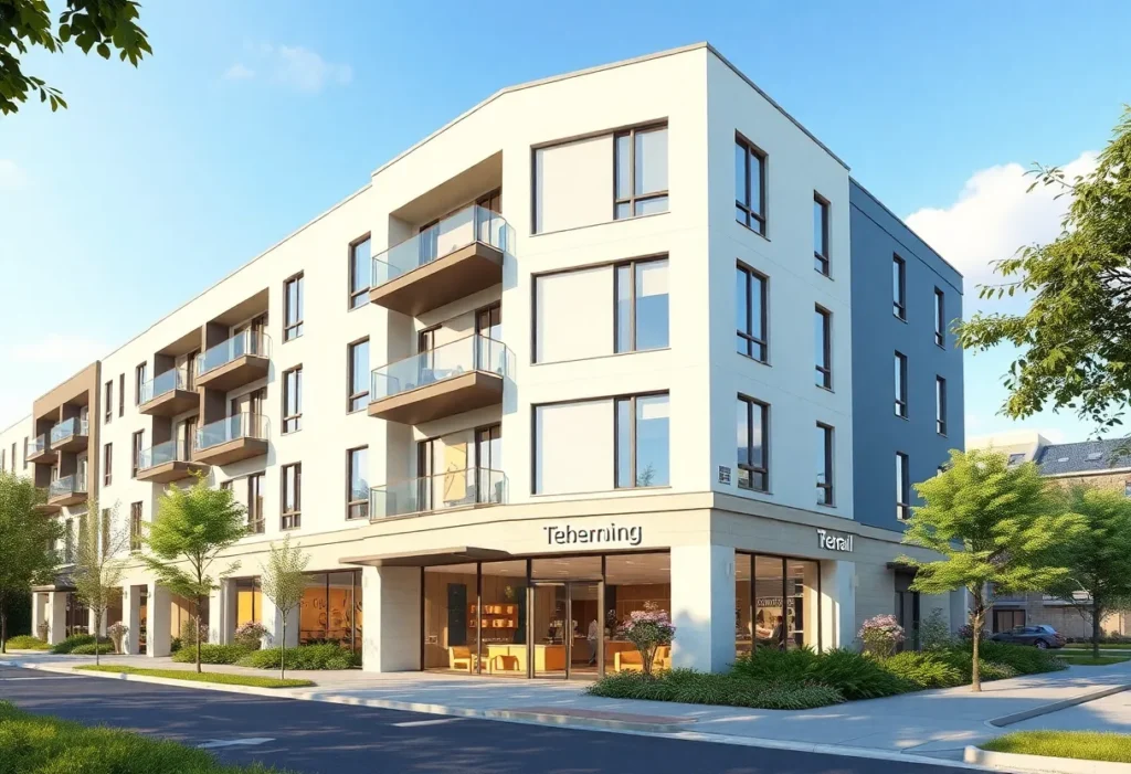 Rendering of the new resident physician living center in Grand Rapids