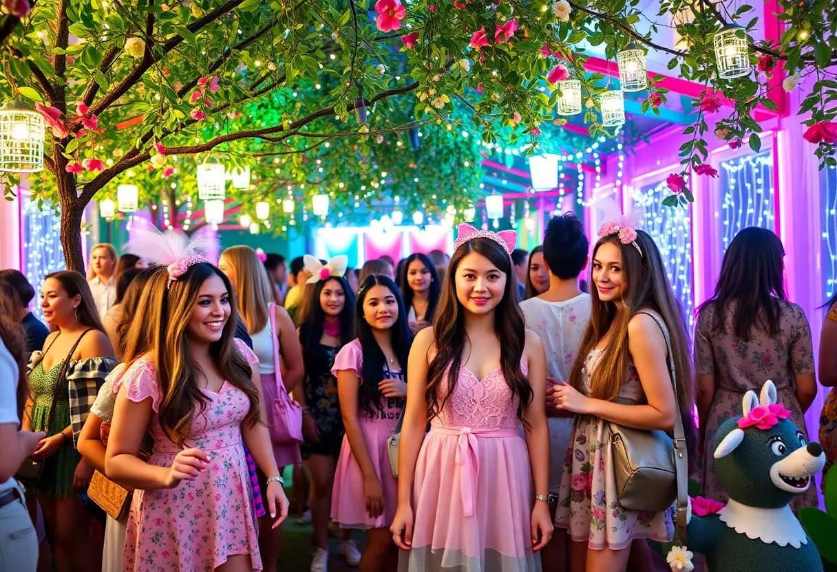 Students enjoying the fairy garden-themed GRCC Homecoming Week dance.