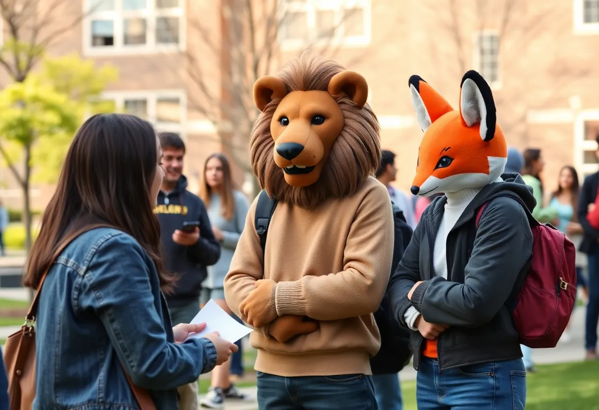 Students participating in GRCC mascot voting event