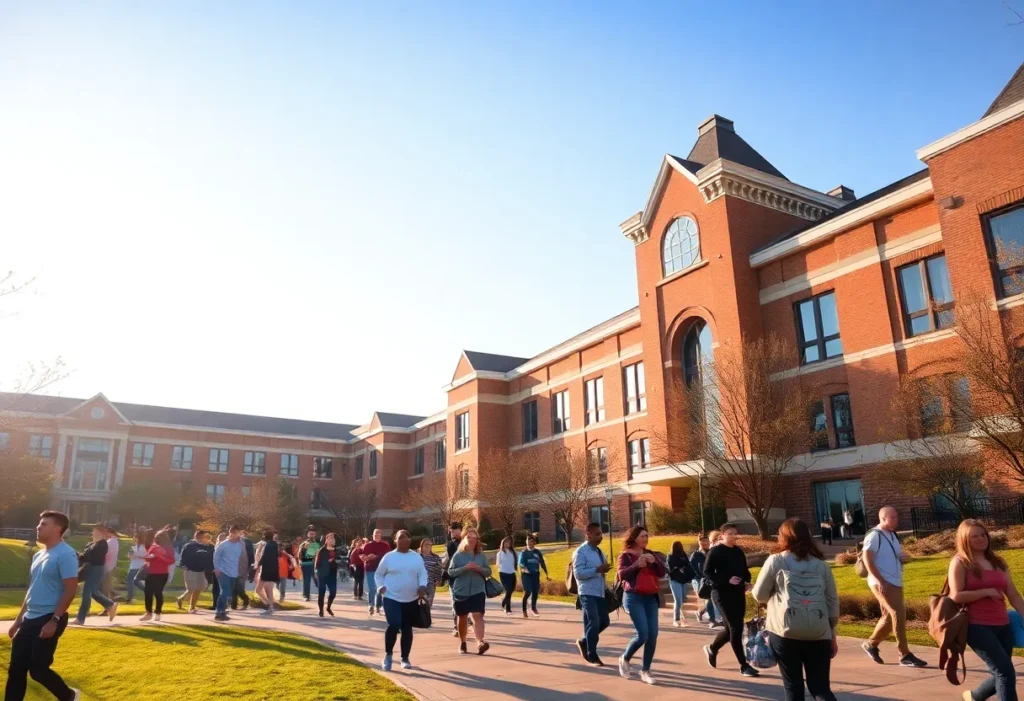Grand Valley State University campus showcasing student activities symbolizing economic impact.