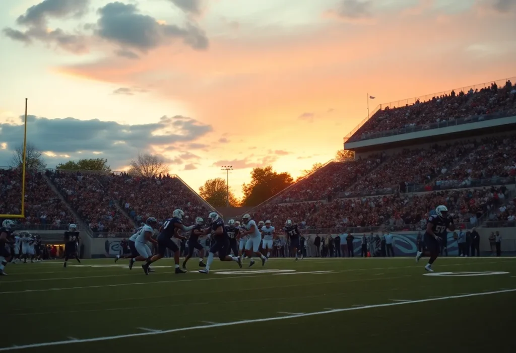 GVSU football players in action during the game against SVSU
