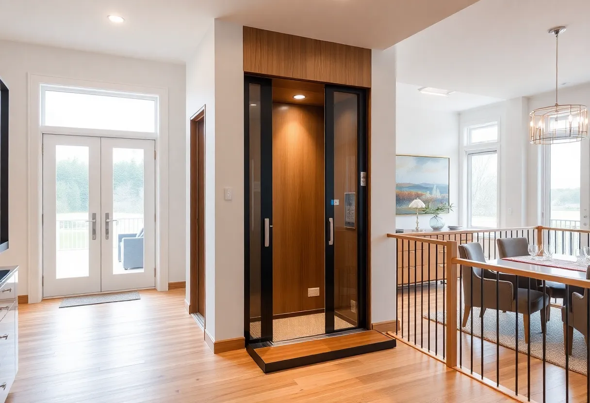 Home interior with newly installed modern elevators enhancing accessibility