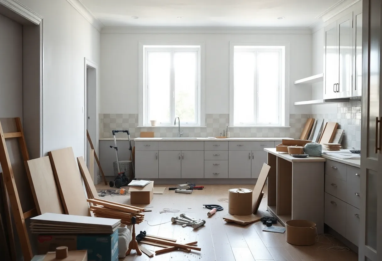 Contractors working on a home renovation