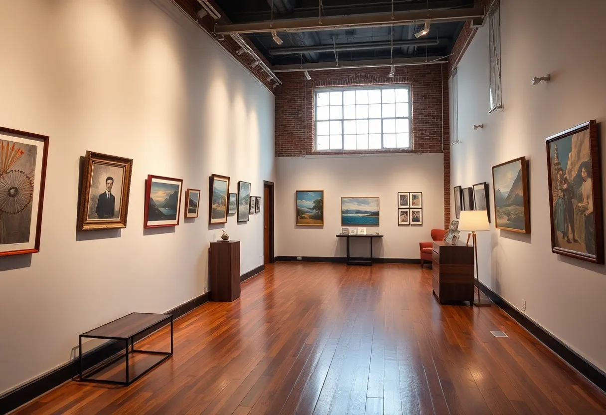 A newly renovated art gallery in the Creston Neighborhood showcasing contemporary artworks.