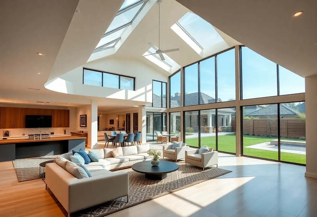 Exterior view of a luxury home in Scio Township with modern design.
