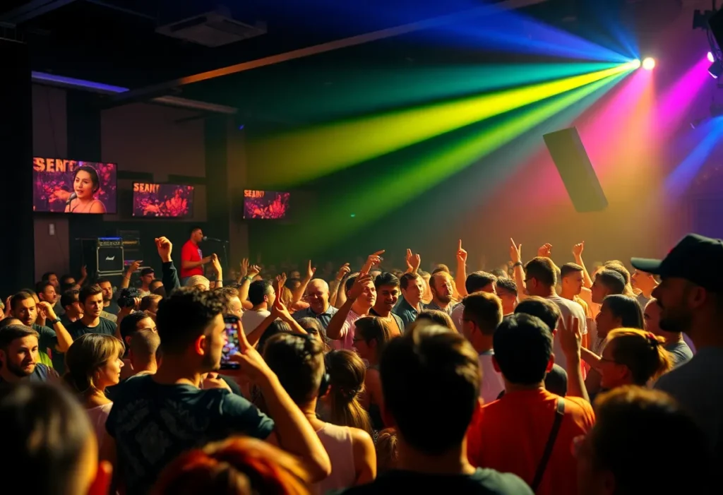 A lively crowd at a concert celebrating music and community.