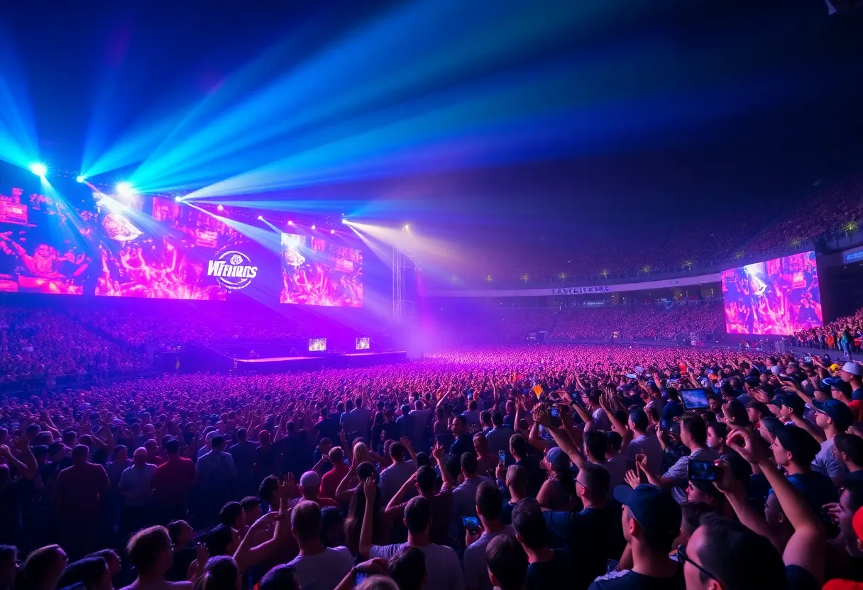Audience enjoying Nine Inch Nails concert at Van Andel Arena