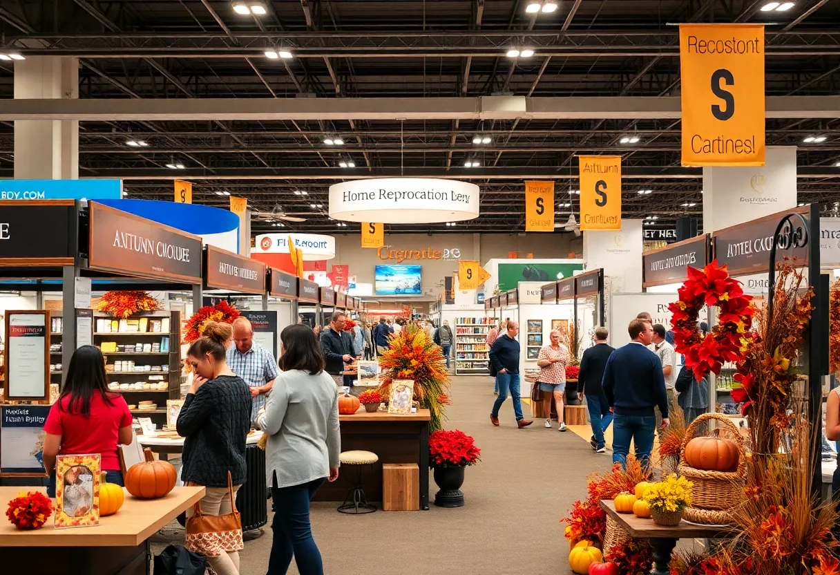 Vibrant scene from the Novi Home Show showcasing home improvement vendor booths