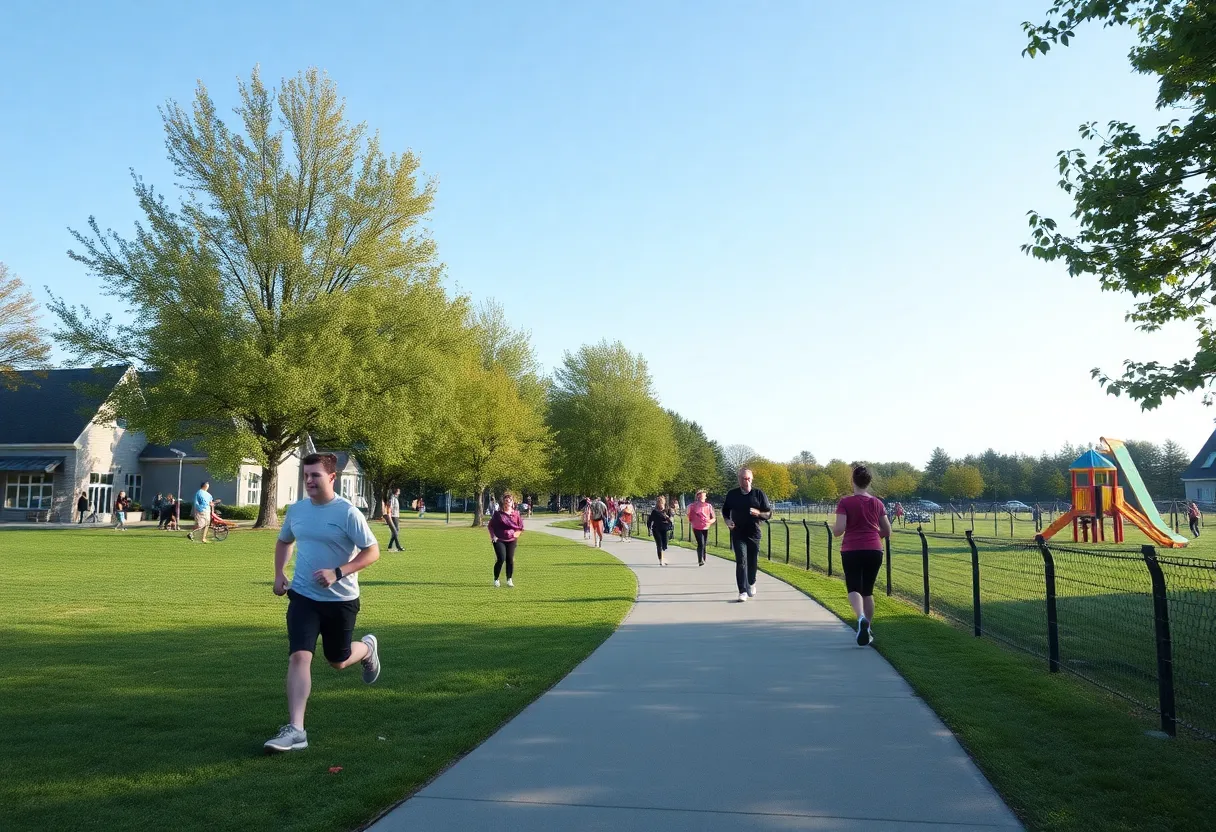Community members enjoying the Oxford Trail with new amenities.