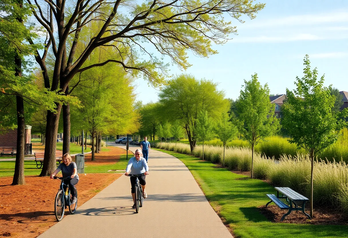 Community members enjoying the newly renovated Oxford Trail in Grand Rapids