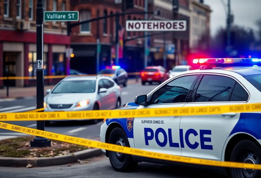 Police car at the scene of an armed carjacking in Wyoming, Michigan