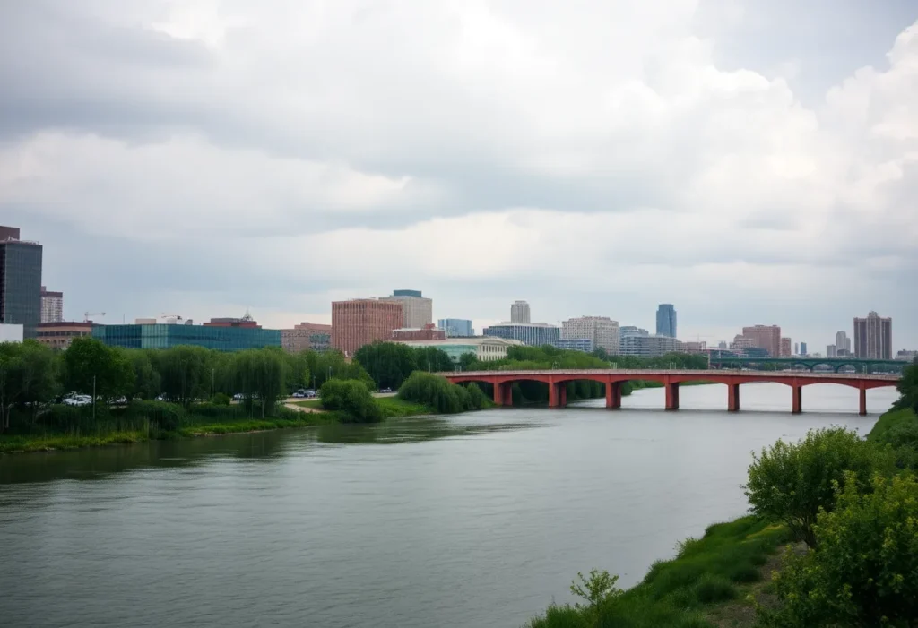 Rain showers over Grand Rapids, Michigan