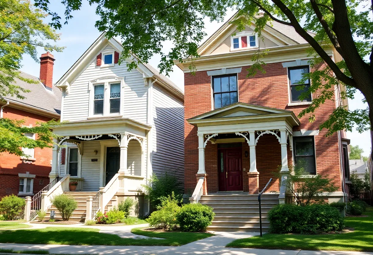 Beautifully renovated homes in Detroit's Garland Street neighborhood maintaining their historic character.