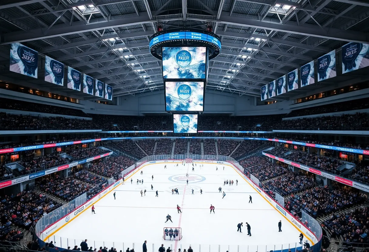 Munn Ice Arena showcasing modern upgrades and historical elements.