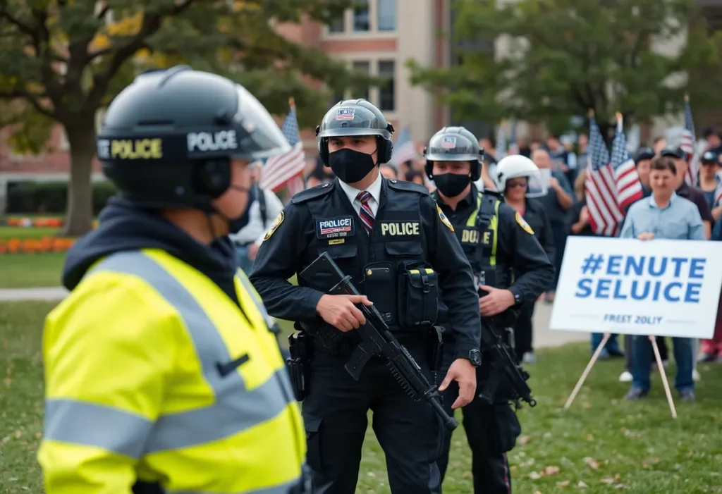Increased security at a political campaign event on campus.