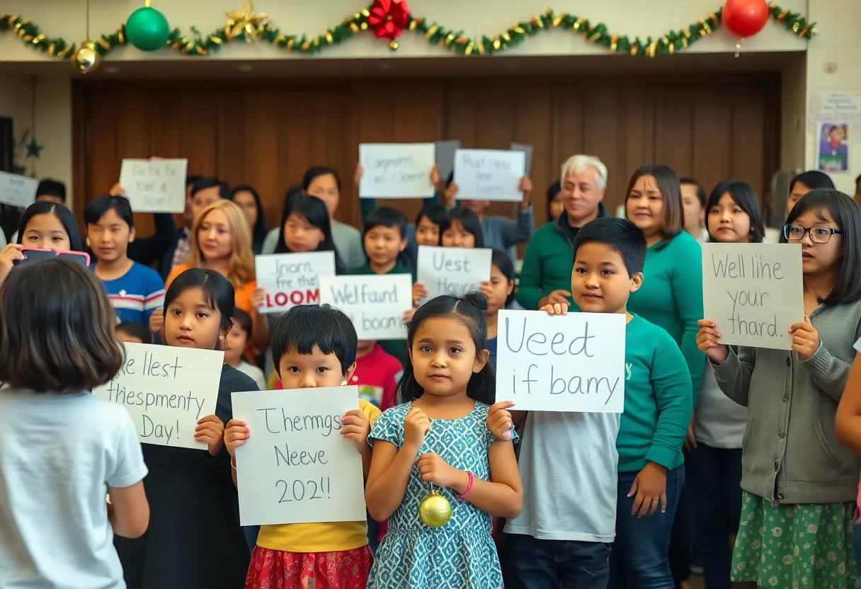 Community support event for Sylvan Ross with uplifting decorations and participants showing solidarity.