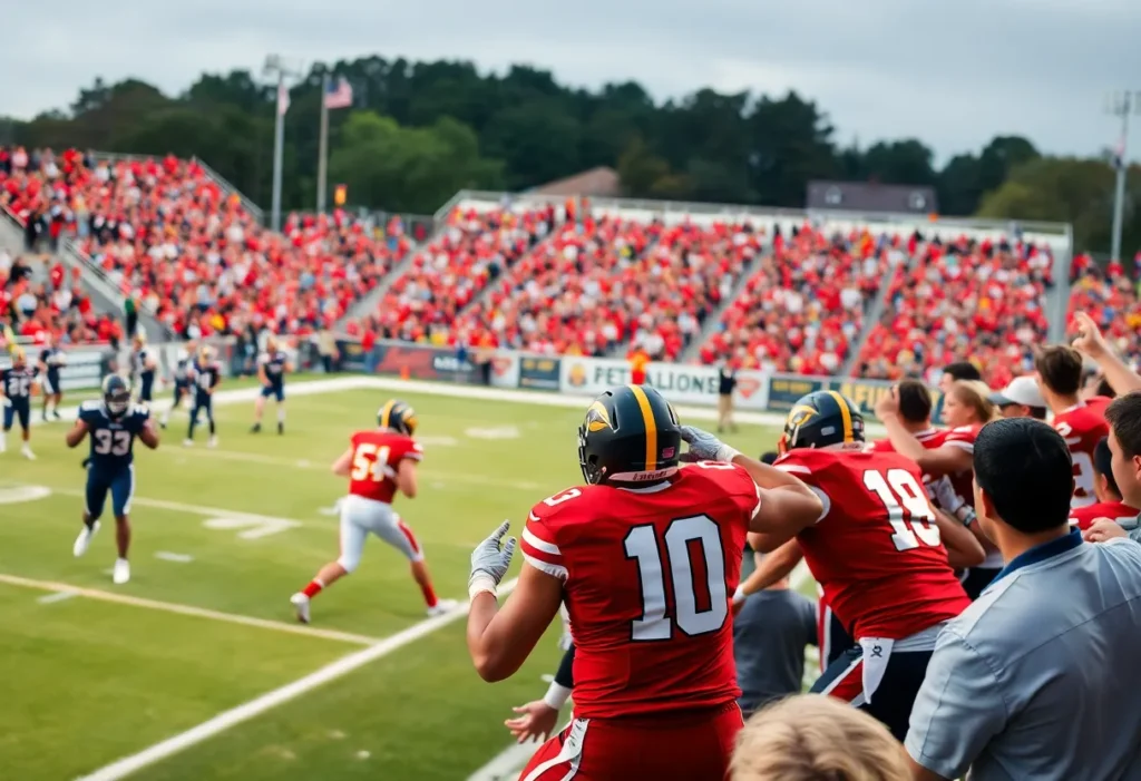 Saginaw Valley State University football team celebrating their victory.
