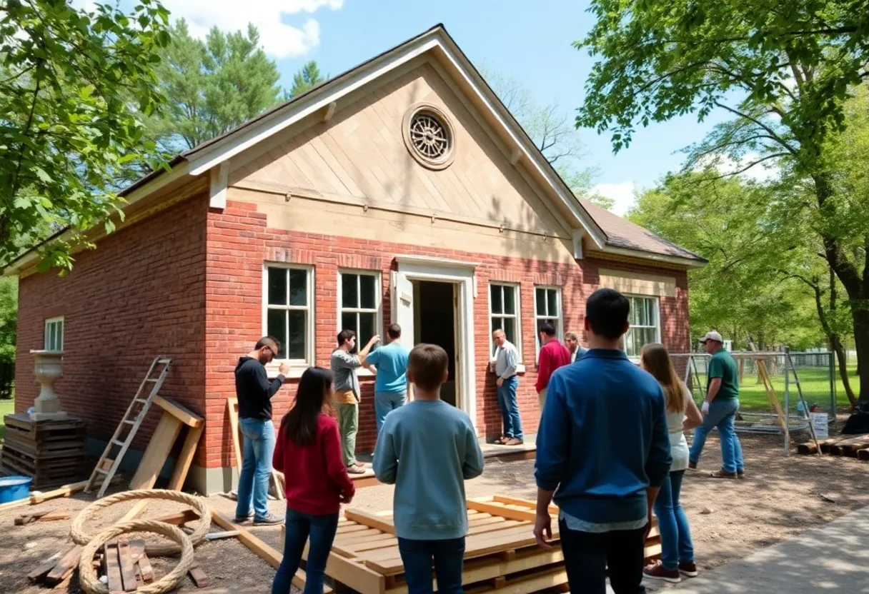 Restoration of Thorington Schoolhouse in a community park setting